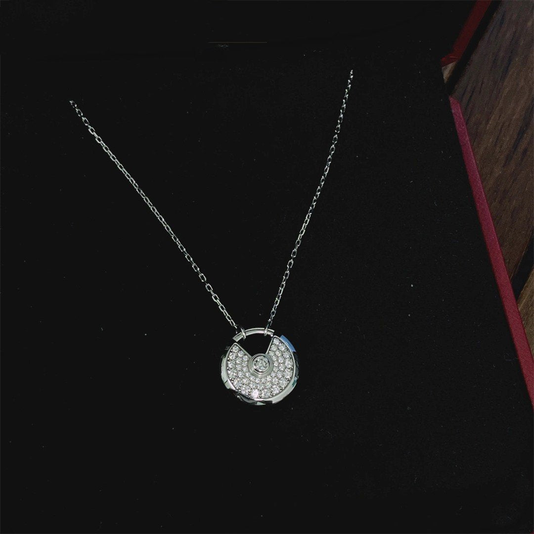 [Panda Jewelry]AMULETTE SILVER FULL DIAMOND NECKLACE