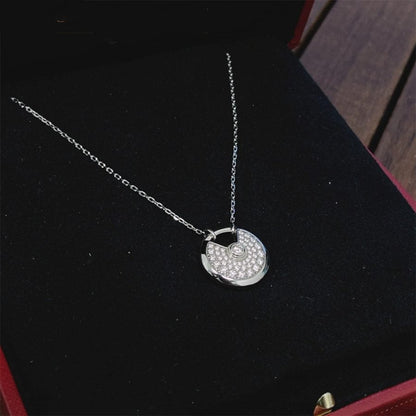 [Panda Jewelry]AMULETTE SILVER FULL DIAMOND NECKLACE