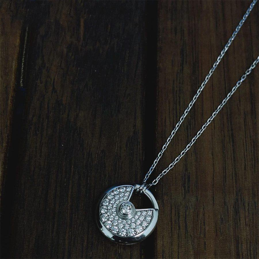 [Panda Jewelry]AMULETTE SILVER FULL DIAMOND NECKLACE