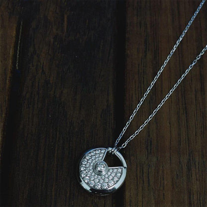 [Panda Jewelry]AMULETTE SILVER FULL DIAMOND NECKLACE