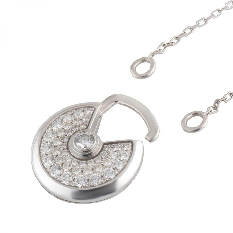 [Panda Jewelry]AMULETTE SILVER FULL DIAMOND NECKLACE