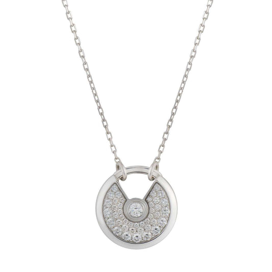 [Panda Jewelry]AMULETTE SILVER FULL DIAMOND NECKLACE