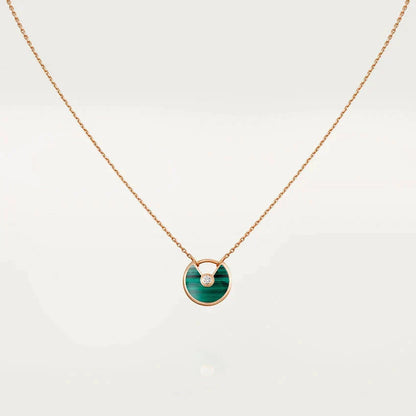 [Panda Jewelry]AMULETTE ROSE GOLD MALACHITE NECKLACE