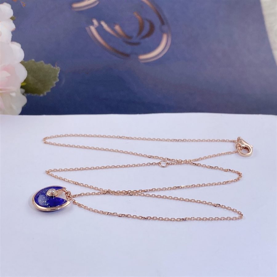[Panda Jewelry]AMULETTE ROSE GOLD AGATE NECKLACE