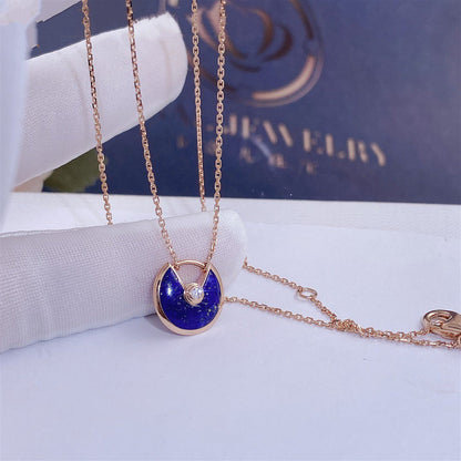 [Panda Jewelry]AMULETTE ROSE GOLD AGATE NECKLACE