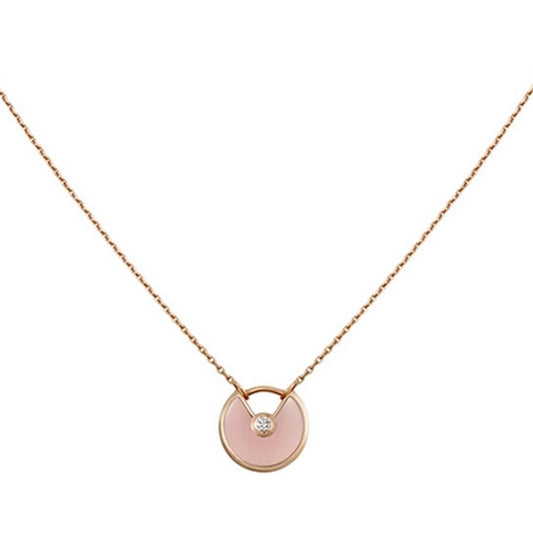 [Panda Jewelry]AMULETTE ROSE GOLD PINK MOP NECKLACE