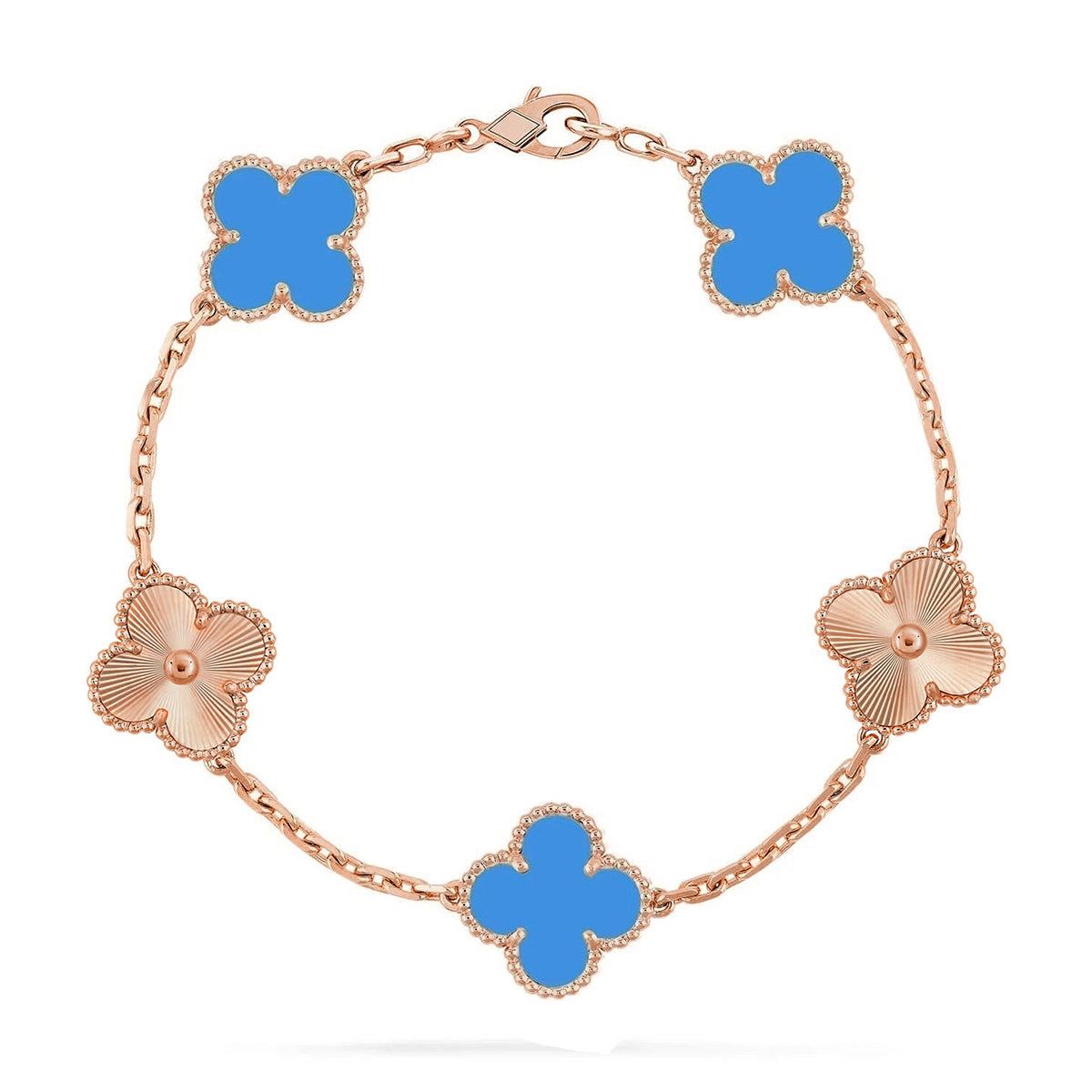 [Panda Jewelry] CLOVER 5 MOTIF BLUE AGATE BRACELET COLLECTION