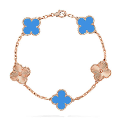 [Panda Jewelry] CLOVER 5 MOTIF BLUE AGATE BRACELET COLLECTION