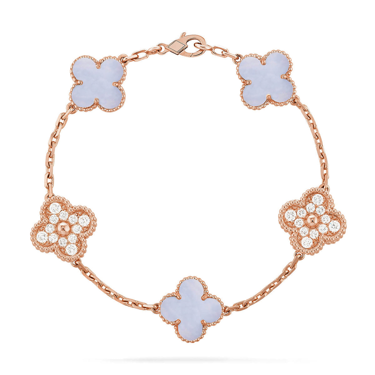 [Panda Jewelry] CLOVER 5 MOTIF PURPLE CHALCEDONY BRACELET COLLECTION