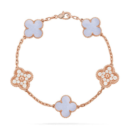 [Panda Jewelry] CLOVER 5 MOTIF PURPLE CHALCEDONY BRACELET COLLECTION