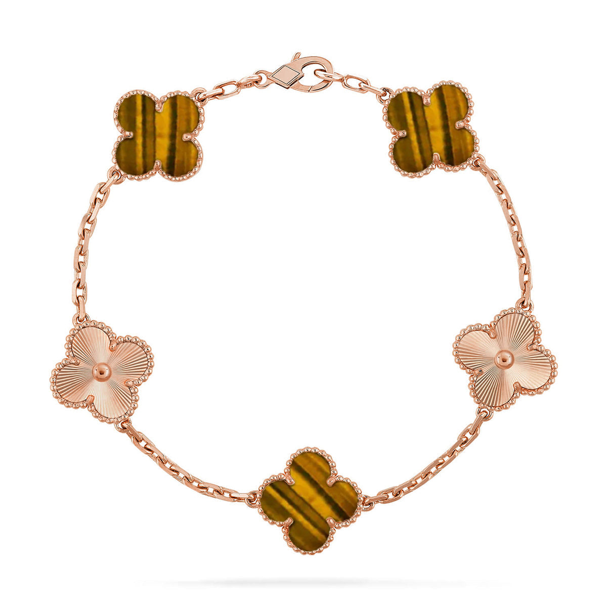 [Panda Jewelry] CLOVER 5 MOTIFS TIGER EYE BRACELET COLLECTION