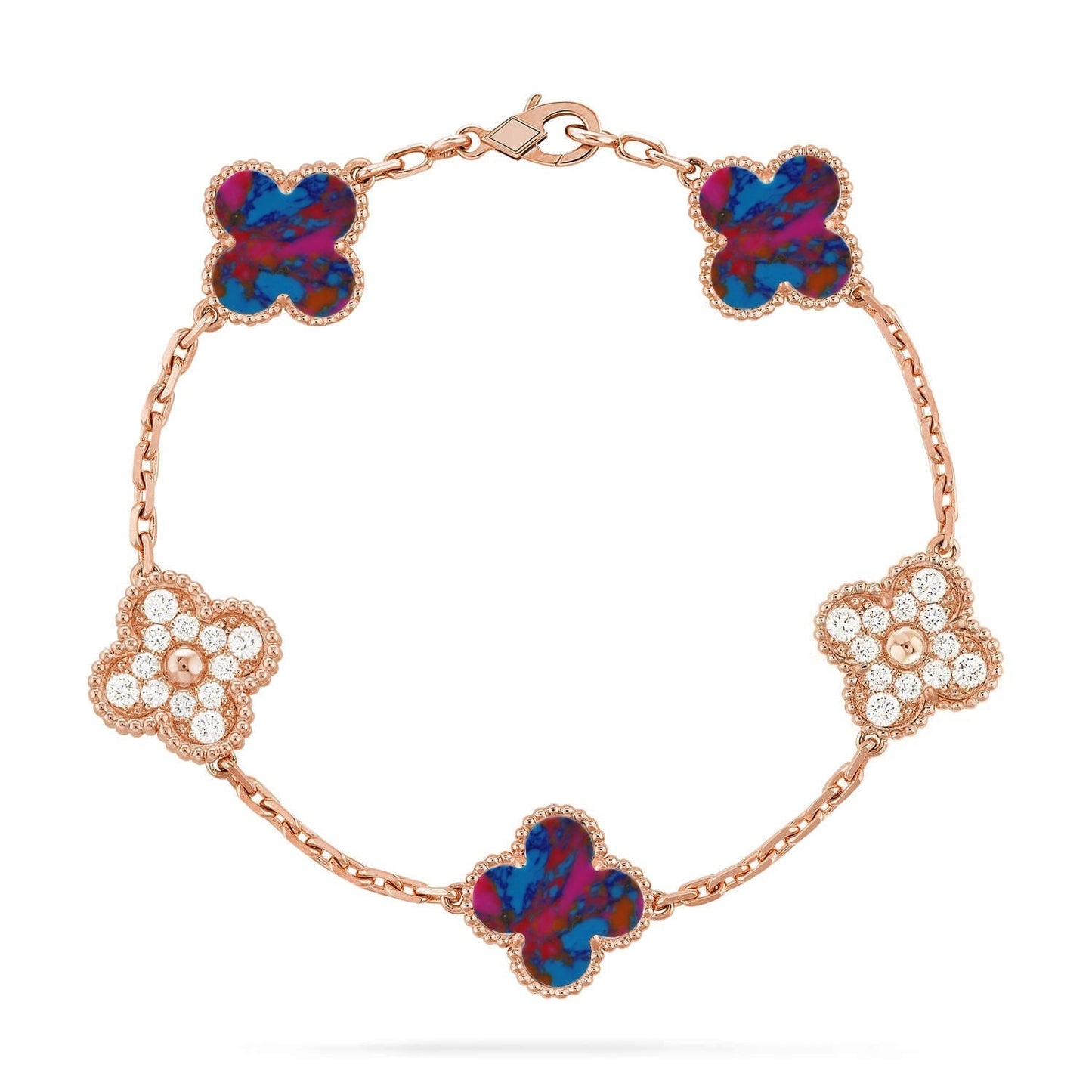 [Panda Jewelry]CLOVER 5 MOTIF COLOR GEMSTONES BRACELET COLLECTION
