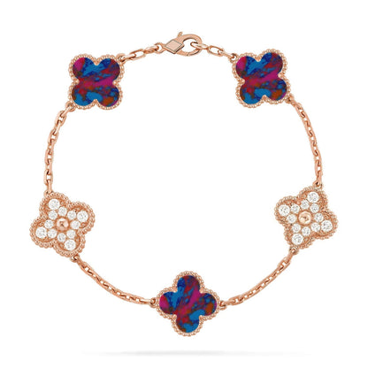 [Panda Jewelry]CLOVER 5 MOTIF COLOR GEMSTONES BRACELET COLLECTION