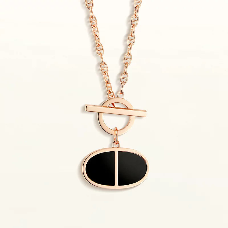 [Panda Jewelry]CHAINE VERSO BLACK CERAMIC NECKLACE