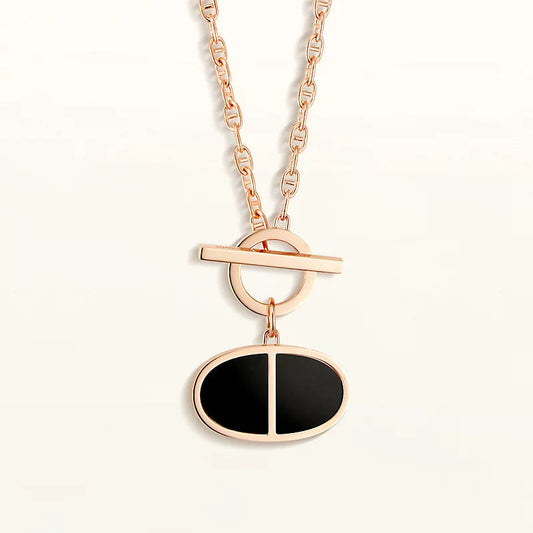 [Panda Jewelry]CHAINE VERSO BLACK CERAMIC NECKLACE