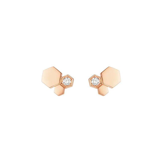 [Panda Jewelry]BEE LOVE PINK GOLD DIAMOND EARRINGS