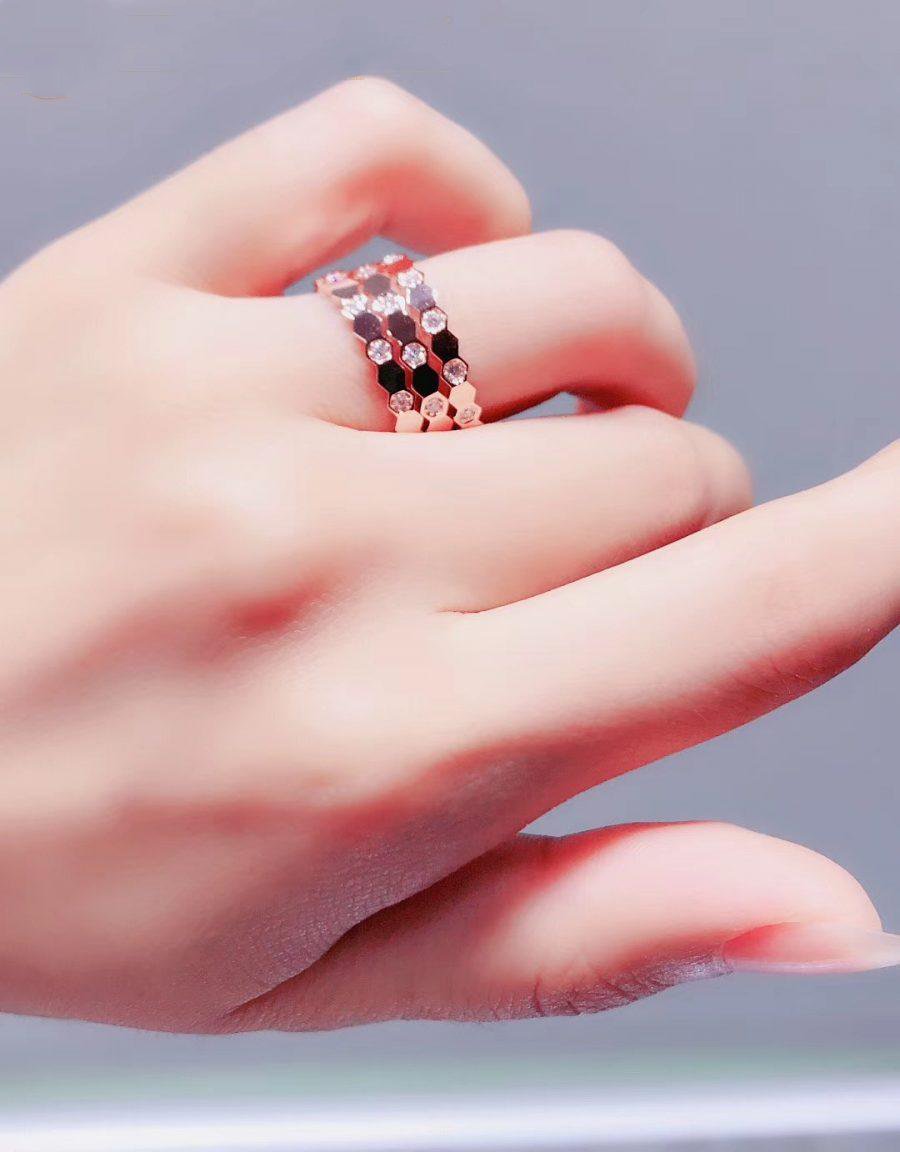 [Panda Jewelry]BEE LOVE RING PINK GOLD DIAMOND
