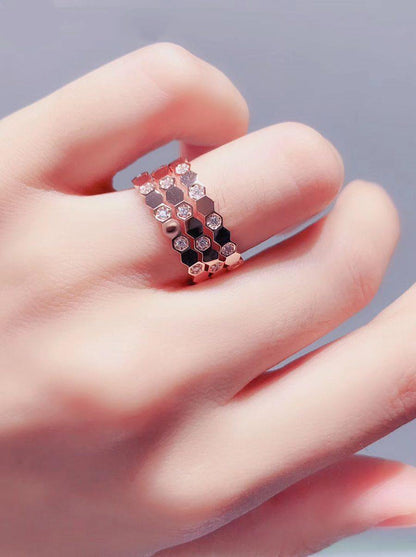 [Panda Jewelry]BEE LOVE RING PINK GOLD DIAMOND