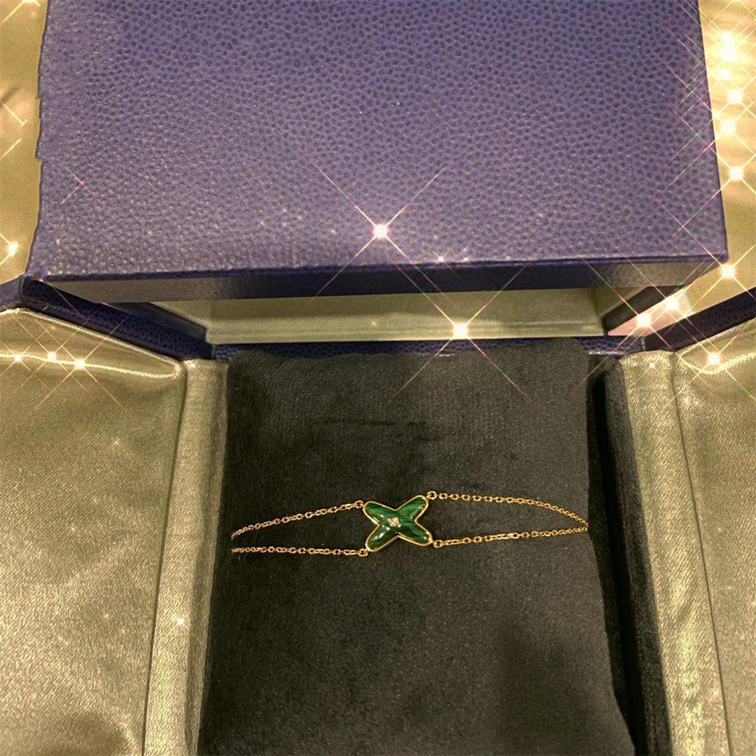 [Panda Jewelry]JEUX BRACELET MALACHITE PINK GOLD 1 DIAMOND