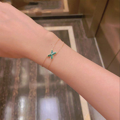 [Panda Jewelry]JEUX BRACELET MALACHITE PINK GOLD 1 DIAMOND
