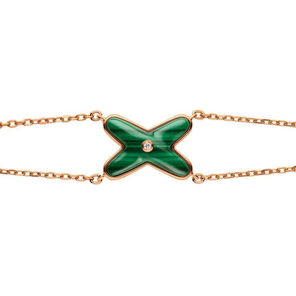 [Panda Jewelry]JEUX BRACELET MALACHITE PINK GOLD 1 DIAMOND