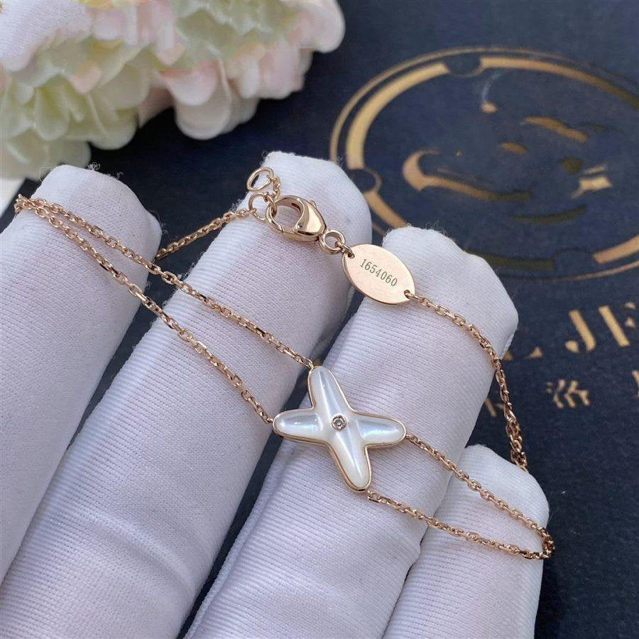 [Panda Jewelry]JEUX BRACELET WHITE MOP PINK GOLD 1 DIAMOND