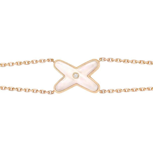[Panda Jewelry]JEUX BRACELET WHITE MOP PINK GOLD 1 DIAMOND