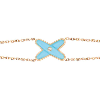 [Panda Jewelry]JEUX BRACELET TURQUOISE PINK GOLD 1 DIAMOND