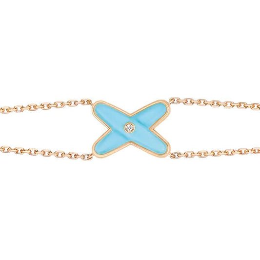 [Panda Jewelry]JEUX BRACELET TURQUOISE PINK GOLD 1 DIAMOND