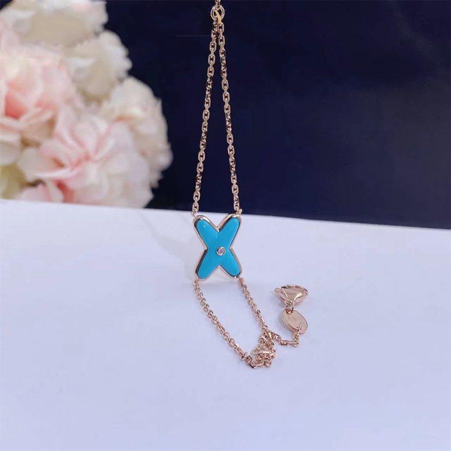 [Panda Jewelry]JEUX BRACELET TURQUOISE PINK GOLD 1 DIAMOND