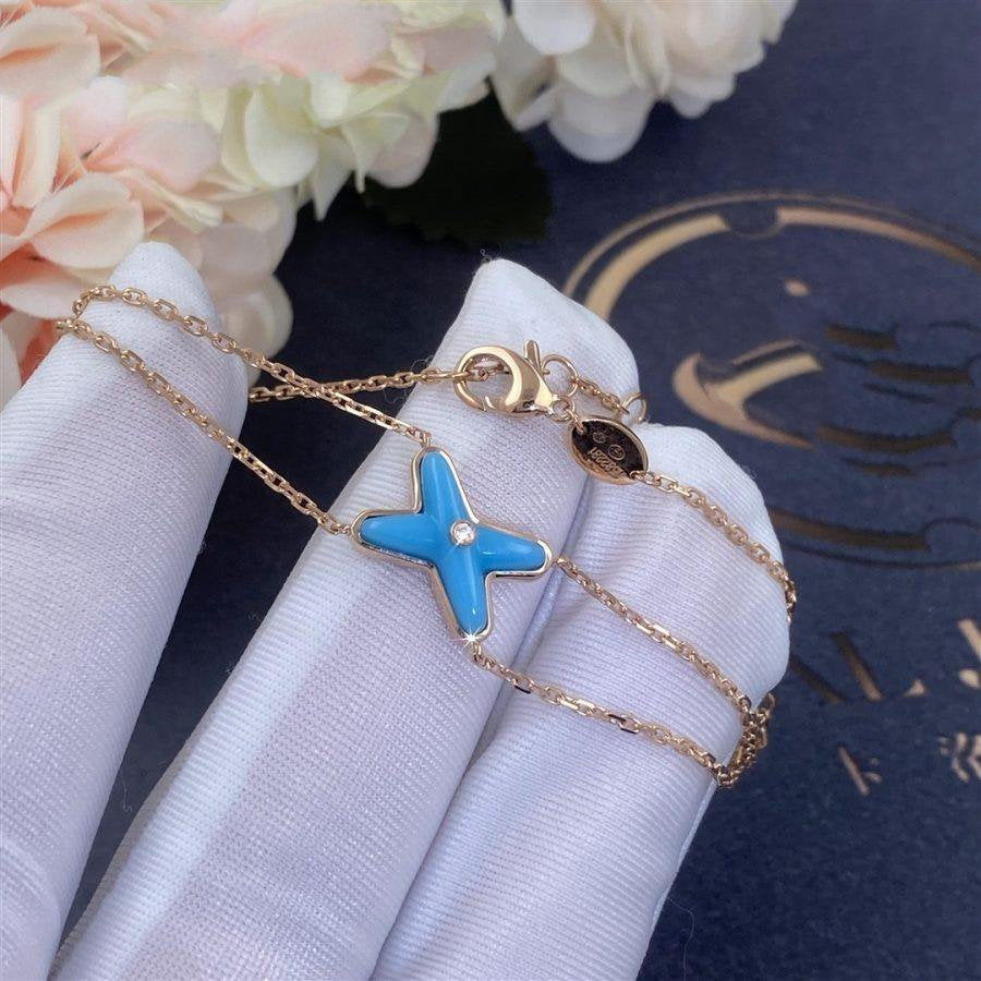 [Panda Jewelry]JEUX BRACELET TURQUOISE PINK GOLD 1 DIAMOND