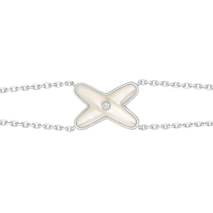 [Panda Jewelry]JEUX BRACELET WHITE MOP SILVER 1 DIAMOND