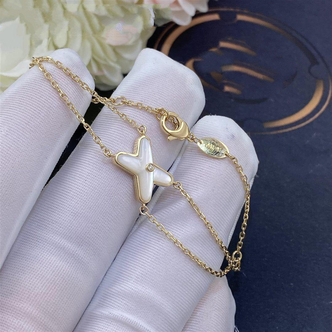 [Panda Jewelry]JEUX BRACELET WHITE MOP GOLD 1 DIAMOND