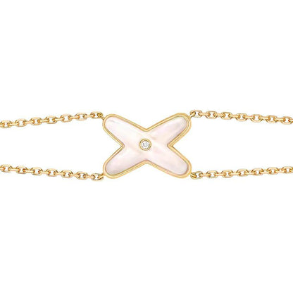 [Panda Jewelry]JEUX BRACELET WHITE MOP GOLD 1 DIAMOND