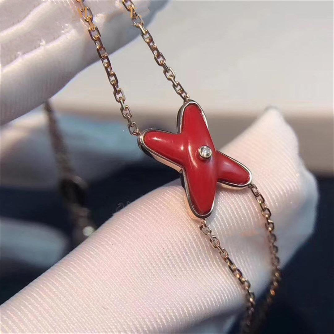 [Panda Jewelry]JEUX BRACELET CARNELIAN PINK GOLD 1 DIAMOND