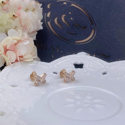 [Panda Jewelry]JEUX DE PINK GOLD DIAMOND EARRINGS