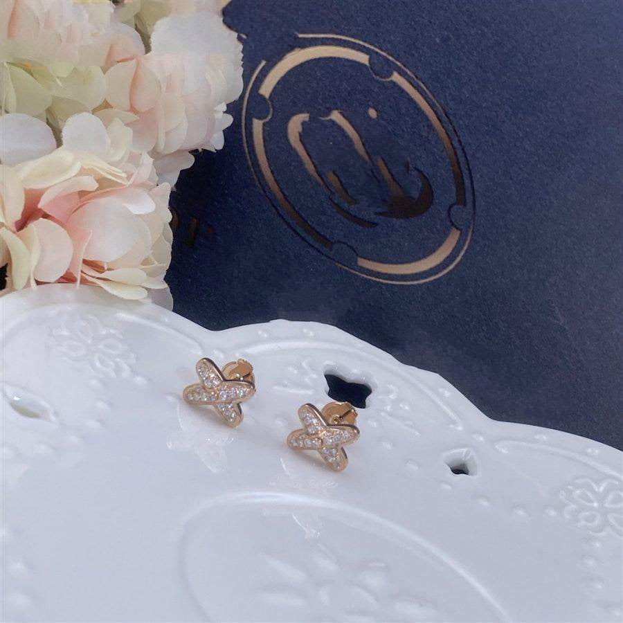 [Panda Jewelry]JEUX DE PINK GOLD DIAMOND EARRINGS