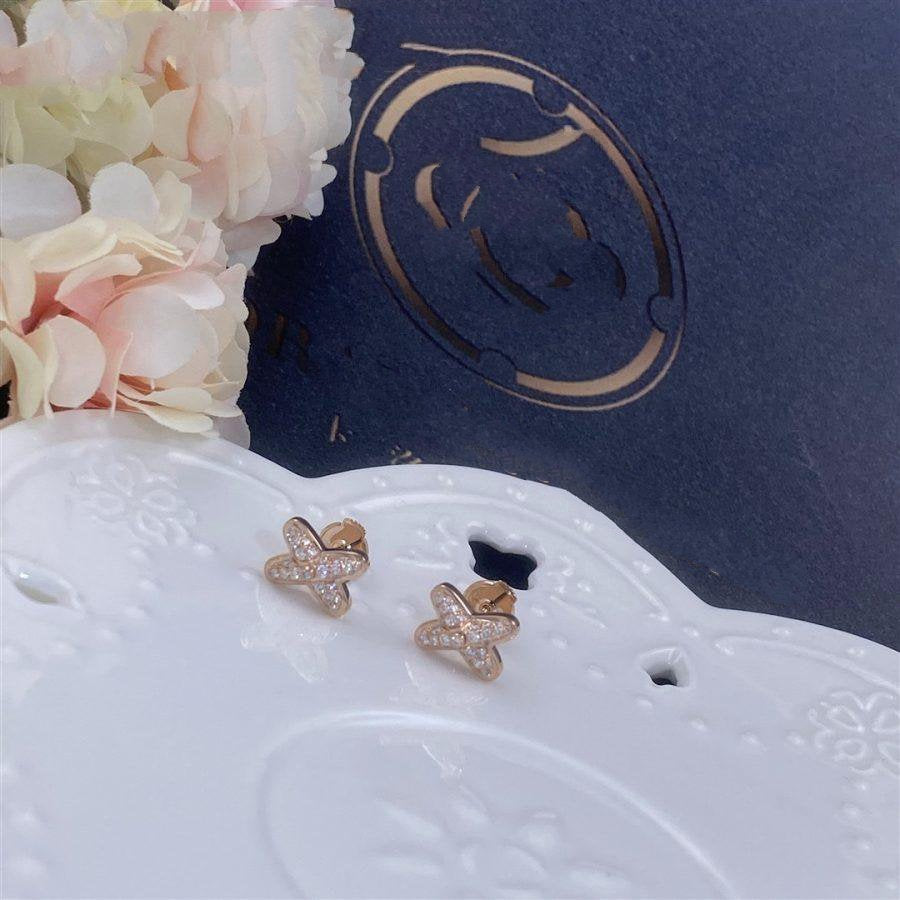 [Panda Jewelry]JEUX DE PINK GOLD DIAMOND EARRINGS