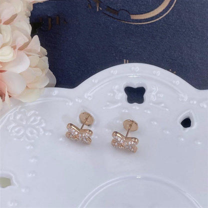 [Panda Jewelry]JEUX DE PINK GOLD DIAMOND EARRINGS