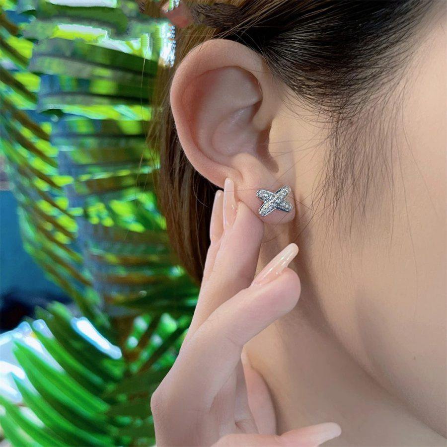 [Panda Jewelry]JEUX DE SILVER DIAMOND EARRINGS