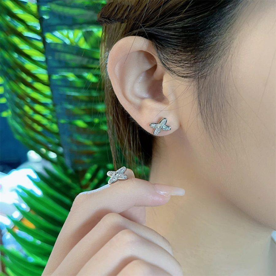 [Panda Jewelry]JEUX DE SILVER DIAMOND EARRINGS