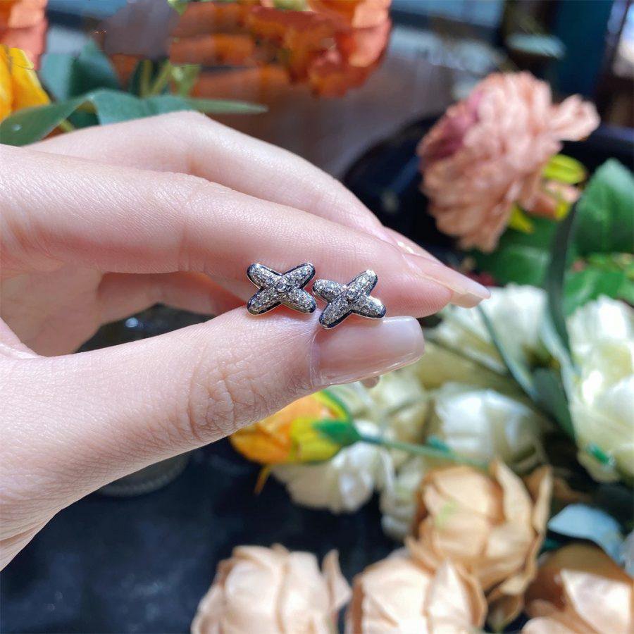 [Panda Jewelry]JEUX DE SILVER DIAMOND EARRINGS