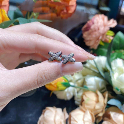 [Panda Jewelry]JEUX DE SILVER DIAMOND EARRINGS