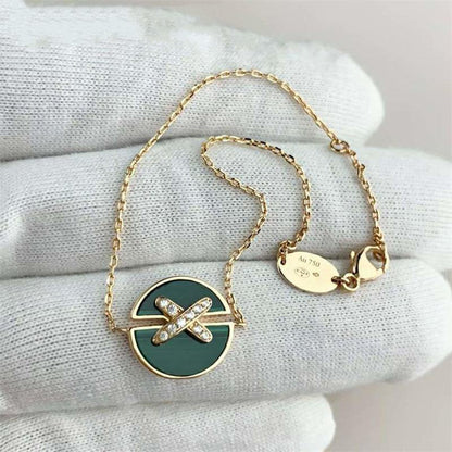 [Panda Jewelry]JEUX DE BRACELET MALACHITE PINK GOLD DIAMONDS