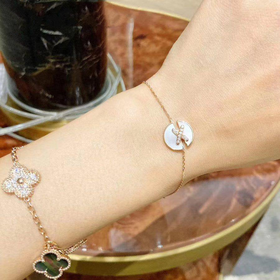 [Panda Jewelry]JEUX DE BRACELET MOP PINK GOLD DIAMONDS