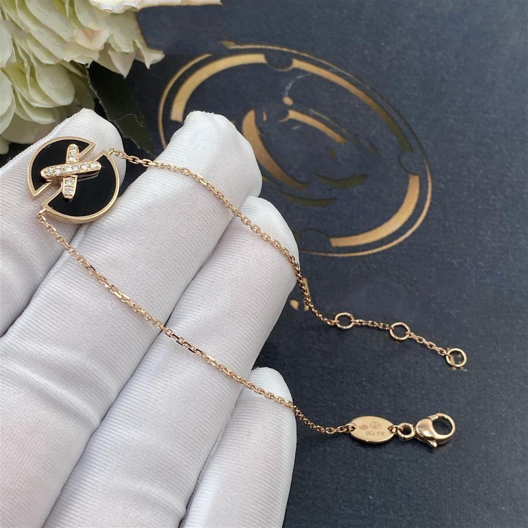 [Panda Jewelry]JEUX DE BRACELET ONYX PINK GOLD DIAMOND