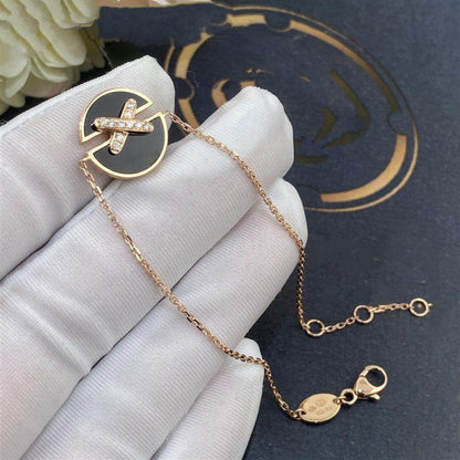 [Panda Jewelry]JEUX DE BRACELET ONYX PINK GOLD DIAMOND