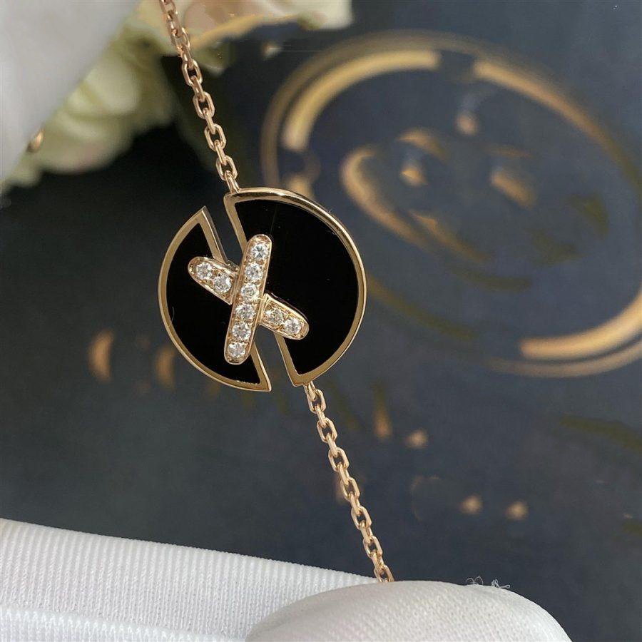 [Panda Jewelry]JEUX DE BRACELET ONYX PINK GOLD DIAMOND