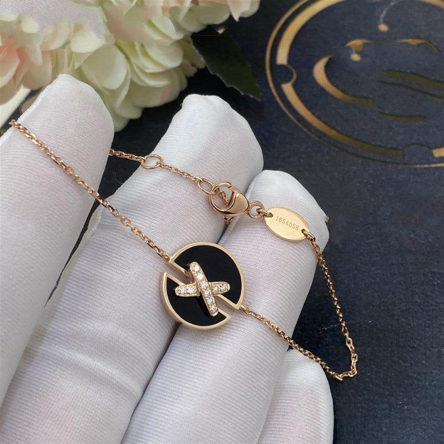 [Panda Jewelry]JEUX DE BRACELET ONYX PINK GOLD DIAMOND