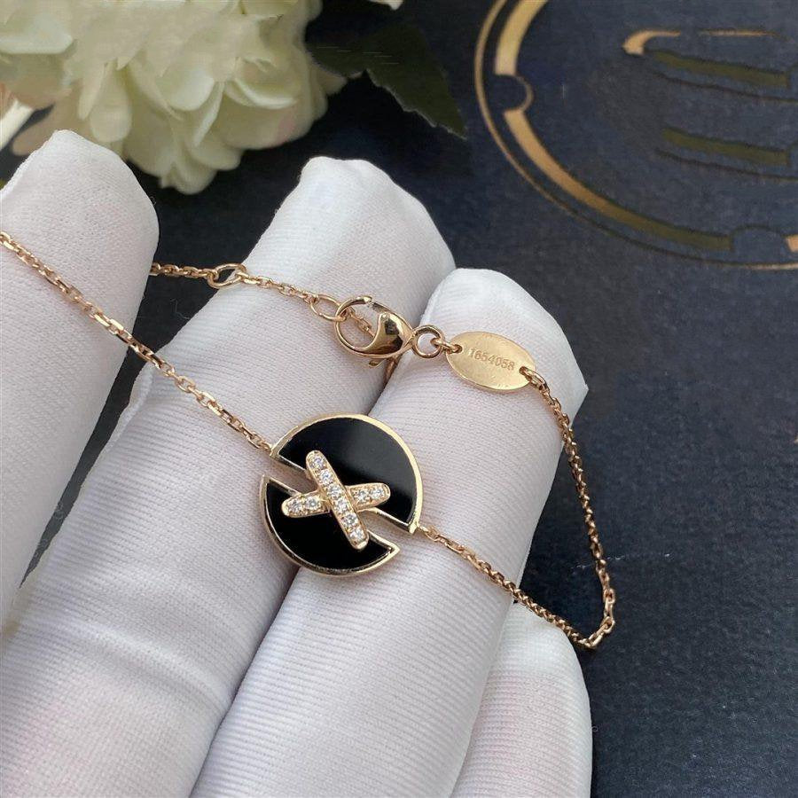 [Panda Jewelry]JEUX DE BRACELET ONYX PINK GOLD DIAMOND